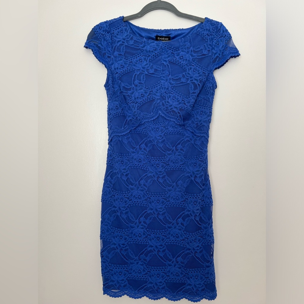 Bebe blue lace dress
